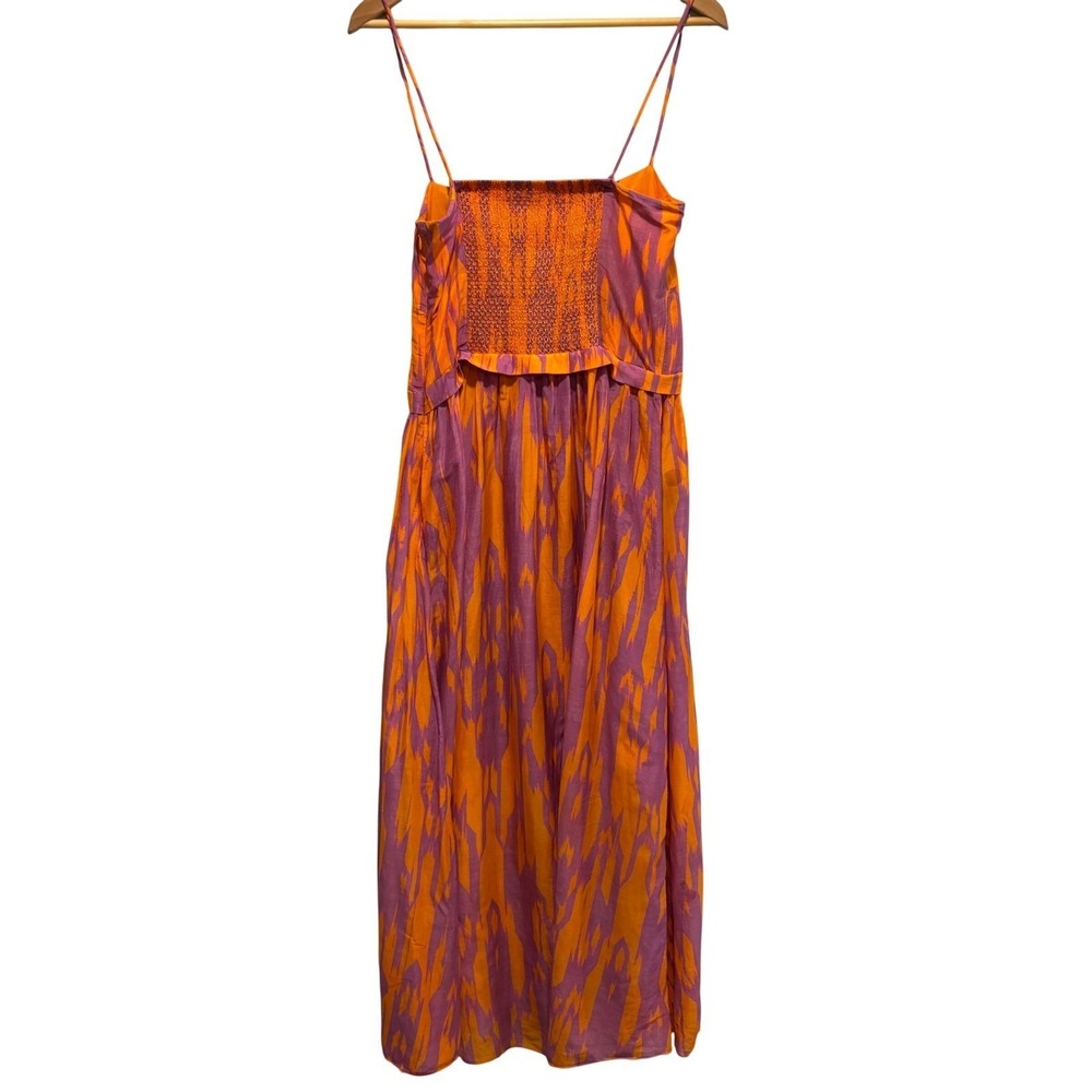 Maria Cher euro summer‎ Orange Purple Silk Long Midi Dress Sleeveless Size L